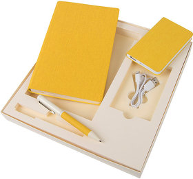 Набор подарочный PROVENCE; Универсальный аккумулятор(5000мАh), блокнот и ручка; желтый, шт