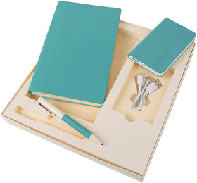 Набор подарочный PROVENCE; Универсальный аккумулятор(5000мАh), блокнот и ручка; голубой, шт