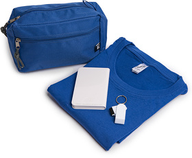 H39500/24/M - Набор подарочный GEEK: футболка M, брелок, универсальный аккумулятор, косметичка, ярко-синий