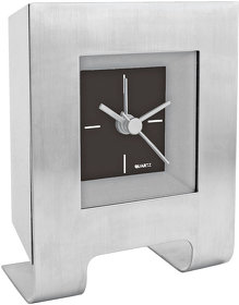 Часы настольные с будильником "Дизайн"; черный; 8,5х4,5х11 см; металл, пластик; лазерная гравировка (H9801/35)