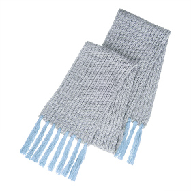 Вязаный комплект шарф и шапка GoSnow, меланж c фурнитурой, голубой, 70% акрил,30% шерсть