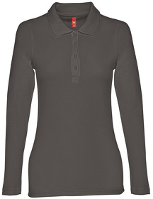 Рубашка-поло женская BERN WOMEN, д/р, серый, 100% хлопок, плотность 210 г/м2 (H353007.30)
