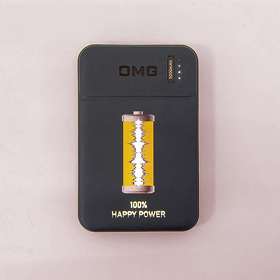 Универсальный аккумулятор OMG Flash 5 (5000 мАч) с подсветкой и soft touch, черный, 9,8х6.3х1,3 см