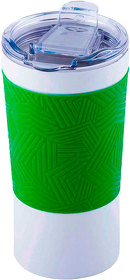 Термокружка вакуумная "Funny" белая, зеленая, силикон (H45002/15)