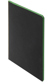 Тетрадь SLIMMY, 140 х 210 мм,  черный с зеленым, бежевый блок, в клетку