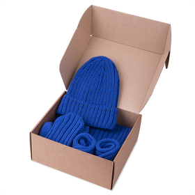 Набор подарочный НАСВЯЗИ©: шапка, шарф,  варежки, носки, синий (H39499/24)