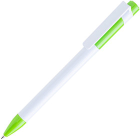 Ручка шариковая MAVA, белый/зеленое яблоко, пластик