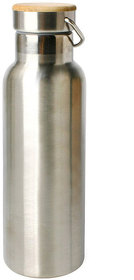 H7251/47 - Бутылка для воды DISTILLER, 500мл. серебристый, нержавеющая сталь, бамбук