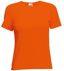 Футболка "Lady-Fit Crew Neck T", оранжевый, 95% х/б, 5% эластан, 210 г/м2 (H613780.44)