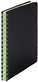 Блокнот на двойной пружине HELIX MINI, 105 х 150  мм, черный с зелёным, блок в клетку