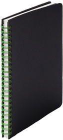 Блокнот на двойной пружине HELIX, 143 х 205 мм, черный с зелёным, блок в линейку