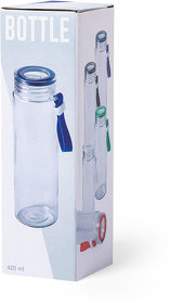 Бутылка для воды HELUX, 420 мл, стекло, прозрачный, синий