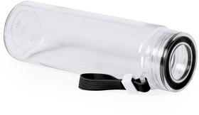 Бутылка для воды HELUX, 420 мл, стекло, прозрачный, черный