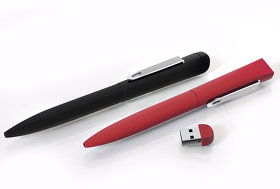 IQ, ручка с флешкой, 8 GB, красный/хром, металл