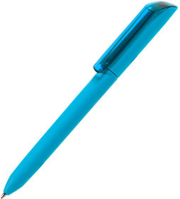 Ручка шариковая FLOW PURE, бирюзовый корпус/прозрачный клип, покрытие soft touch, пластик (H29418/07)
