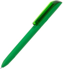 H29418/15 - Ручка шариковая FLOW PURE, зеленый корпус/прозрачный клип, покрытие soft touch, пластик