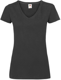 Футболка "Lady-Fit V-Neck T", черный, 95% х/б, 5% эластан, 210 г/м2 (H613980.36)