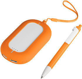 Набор SEASHELL-2:Универсальный аккумулятор(6000 mAh) и ручка в подарочной коробке,оранжевый, шт