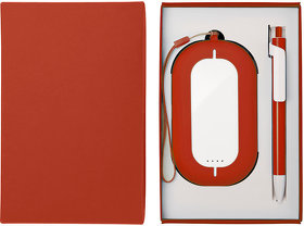 Набор SEASHELL-2:Универсальный аккумулятор(6000 mAh) и ручка в подарочной коробке,красный, шт