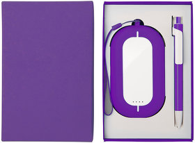 Набор SEASHELL-2:Универсальный аккумулятор(6000 mAh) и ручка в подарочной коробке,фиолетовый, шт