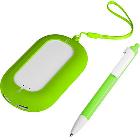 Набор SEASHELL-2:Универсальный аккумулятор(6000 mAh) и ручка в подарочной коробке,светло-зел, шт