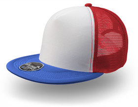 Бейсболка "SNAP 90S", 5 клиньев, пластиковая застежка, синий, белый, красный,100 %полиэстер,80 г/м2 (H25423.22)