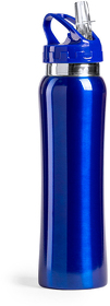 Бутылка для воды SMALY с трубочкой, синий,  800 мл, нержавеющая сталь