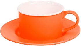 H27600/06 - Чайная пара ICE CREAM, оранжевый с белым кантом, 200 мл, фарфор
