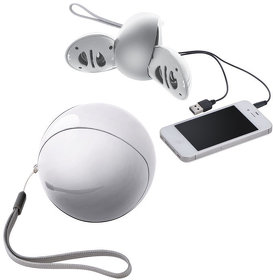 H15507/01 - Портативные аудио колонки для смартфона,белые,D=7,8см,пластик