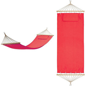 Гамак с подушкой  "МАЙАМИ" ,  в сумке ; красный; 200х80см;  хлопок, дерево, шелкография (H20501/08)