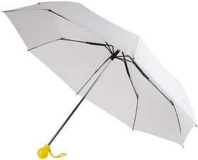 Зонт складной FANTASIA, механический, белый с желтой ручкой (H7434/03)