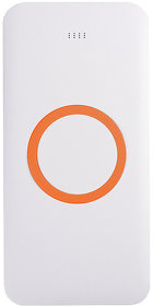 Универсальный аккумулятор с функцией беспроводной зарядки SATURN,белый с оранжевым,15х7,3х1,