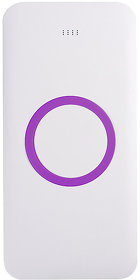 Универсальный аккумулятор с функцией беспроводной зарядки SATURN,белый с фиолетовым,15х7,3х1