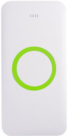 Универсальный аккумулятор с функцией беспроводной зарядки SATURN,белый со светло-зеленым,15х