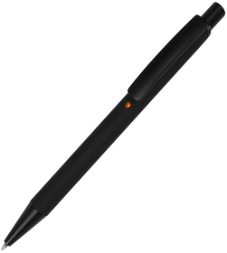 H40501/35/05 - ENIGMA, ручка шариковая, черный/оранжевый, металл, пластик, софт-покрытие