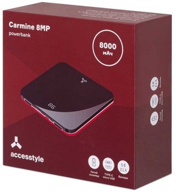 Внешний аккумулятор Accesstyle Carmine 8MP 8000 мАч, черный/красный