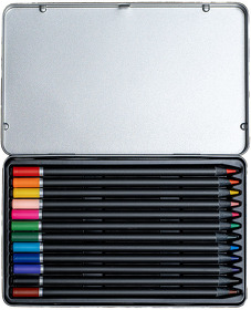 Набор цветных карандашей PROFESSIONAL, 12 цветов,  в металлической коробке, дерево (H32809)
