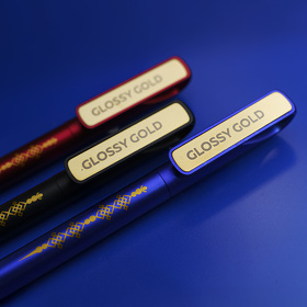 Ручка шариковая GLOSSY GOLD, синий металлик/золотой, пластик, металл