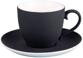 Чайная пара TENDER, 250 мл, черный, фарфор, прорезиненное покрытие