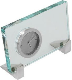 Часы настольные; 10х7х3,5 см; стекло, металл; лазерная гравировка (H3179)