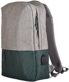 H970120/17 - Рюкзак "Beam", серый/зеленый, 44х30х10 см, ткань верха: 100% полиамид, подкладка: 100% полиэстер