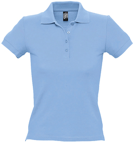 Рубашка поло женская PEOPLE, небесно-голубой, 100% хлопок, 210 г/м2