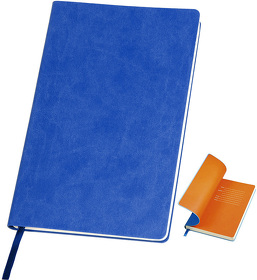 Бизнес-блокнот "Funky", 130*210 мм, синий, оранжевый форзац, мягкая обложка, блок-линейка (H21209/24/06)