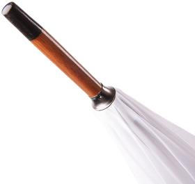 Зонт-трость с деревянной ручкой, полуавтомат; белый; D=103 см, L=90см; нейлон; шелкография