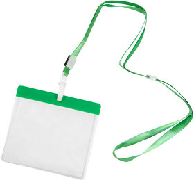 Ланъярд с держателем для бейджа MAES, зеленый; 11,2х0,5 см; полиэстер, пластик; тампопечать, шелкогр (H343709/15)