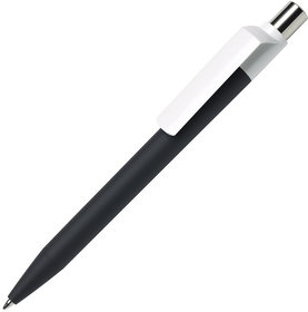 H29426/35 - Ручка шариковая DOT, черный корпус/белый клип, soft touch покрытие, пластик