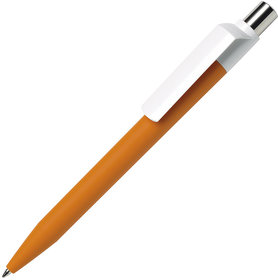 Ручка шариковая DOT, оранжевый корпус/белый клип, soft touch покрытие, пластик