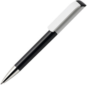 Ручка шариковая TAG, черный корпус/белый клип, пластик