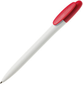 H29500/08 - Ручка шариковая BAY, белый корпус/красный клип, непрозрачный пластик