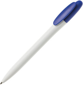 Ручка шариковая BAY, белый корпус/синий клип, непрозрачный пластик